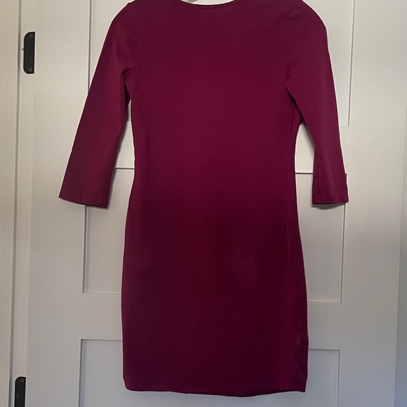 VENUS 3/4 Sleeve Dress in Deep Burgundy - Picture 4 of 7
